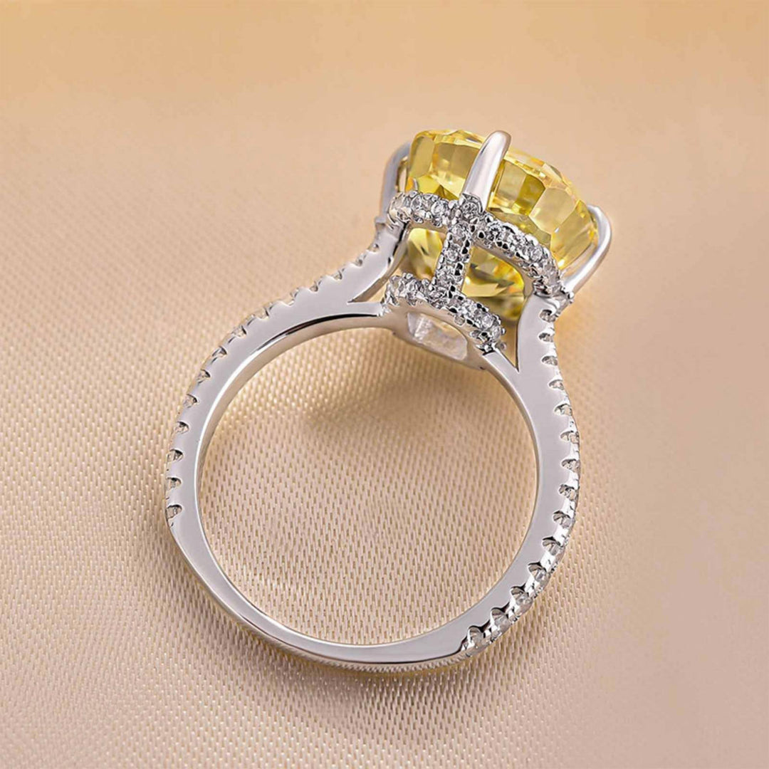 Yellow Stone Radiant Cut Engagement Ring in Sterling Silver Shineofdiamond
